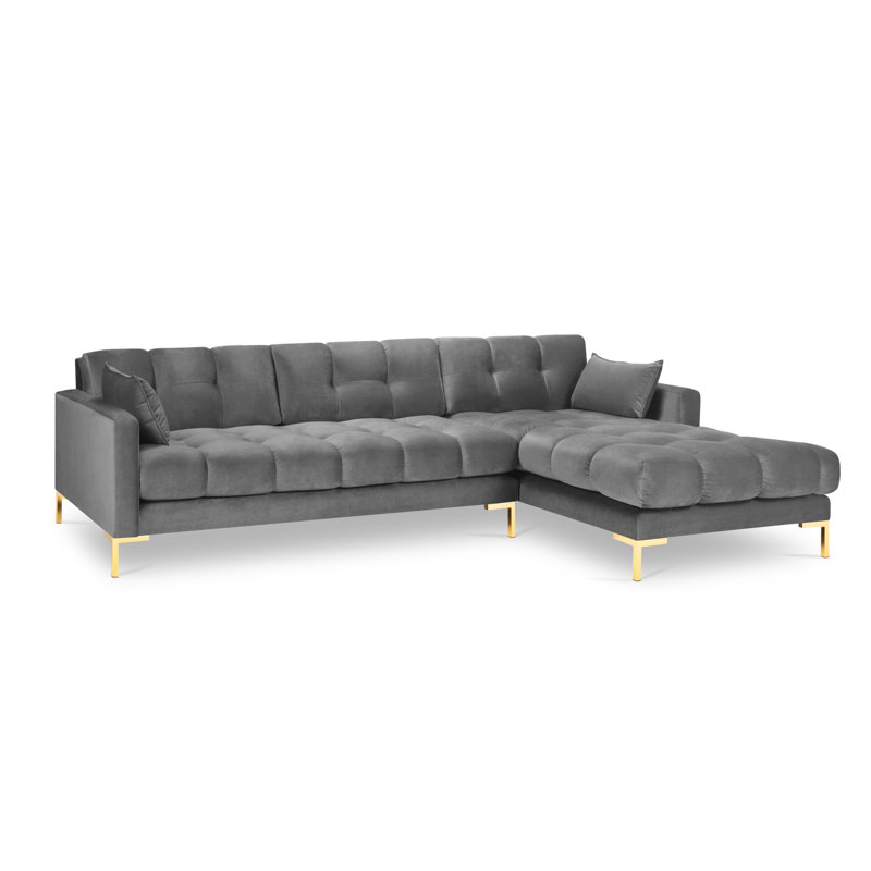 Adoraim 5 Seater Corner Sofa , Gold, Light Grey, Right Hand Facing