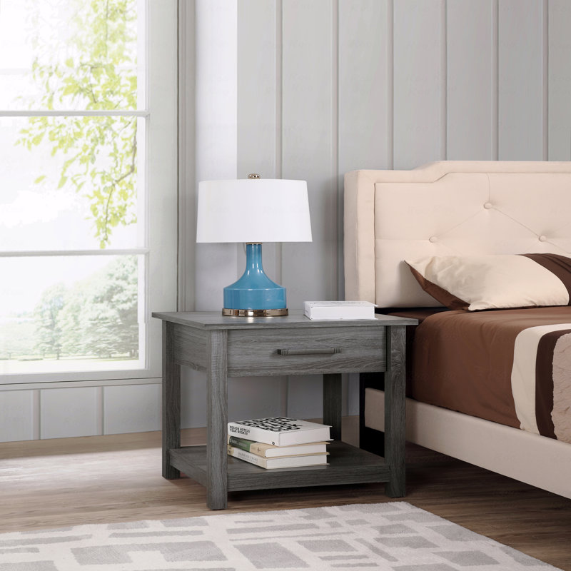 Table de chevet chic et grise contemporaine, Gris