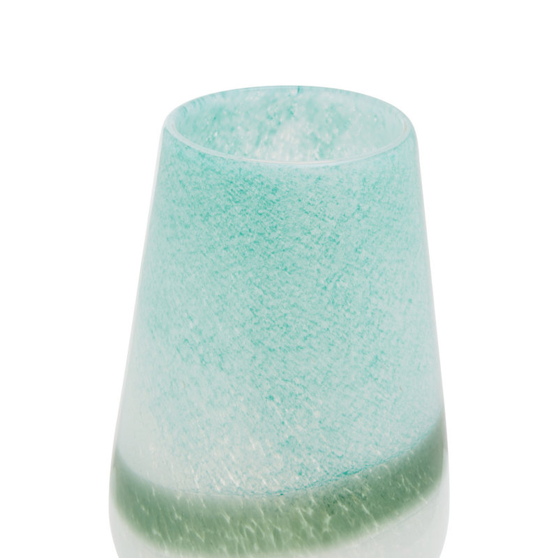 Josepha Glass Table Vase, 30cm H x 17cm W x 17cm D, Turquoise/White