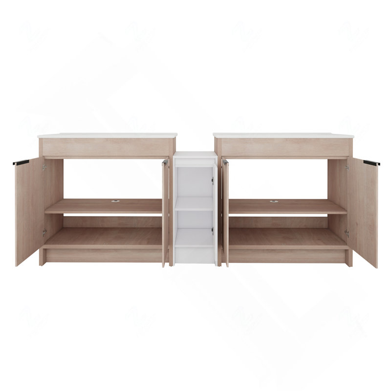 84" Modular Freestanding Bathroom Vanity with Ceramic Sink, Storage Cabinets, and Soft-Close Doors