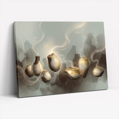 Ensemble de 1 tableau sur toile représentant des vases flottants