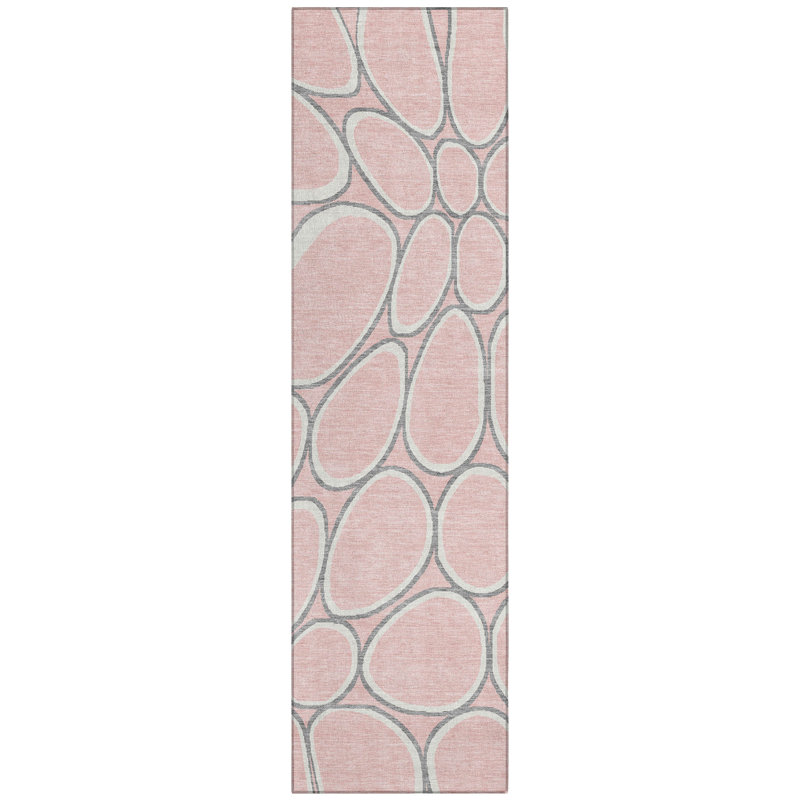 Elantra Pink Washable Indoor-Outdoor Rug - , 2'3" x 7'6"