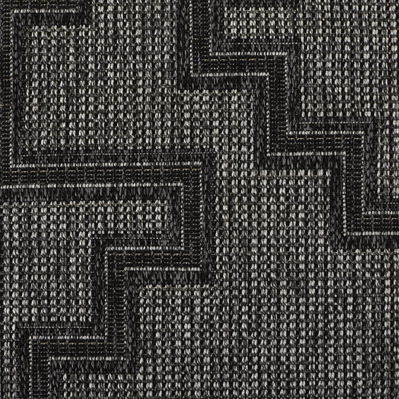 Ava Rectangular Black and Gray Synthetic Indoor/Outdoor Rug