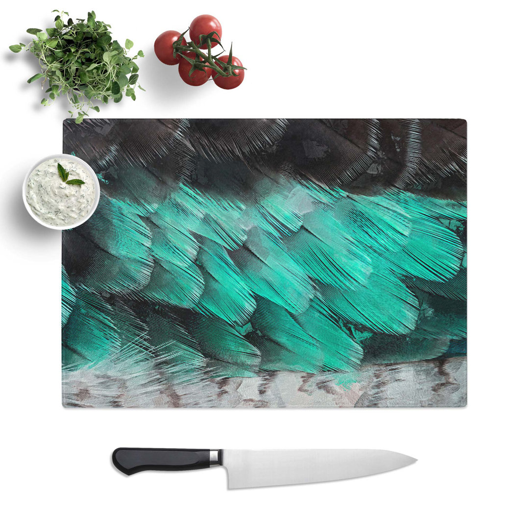 Tempered Glass Ruffled Feathers Chopping Board