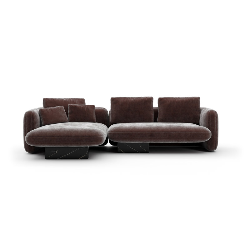 Overlap Left Chaise Sec Small Dk Taupe, Left Hand Facing, Brown Polyester Blend