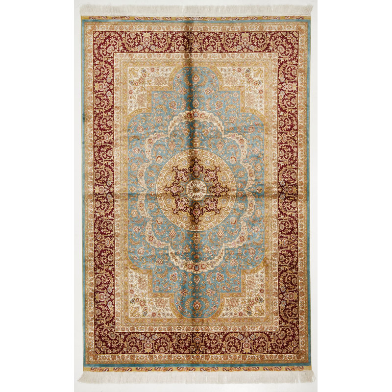 Tapis turc bleu et rouge 4 x 6