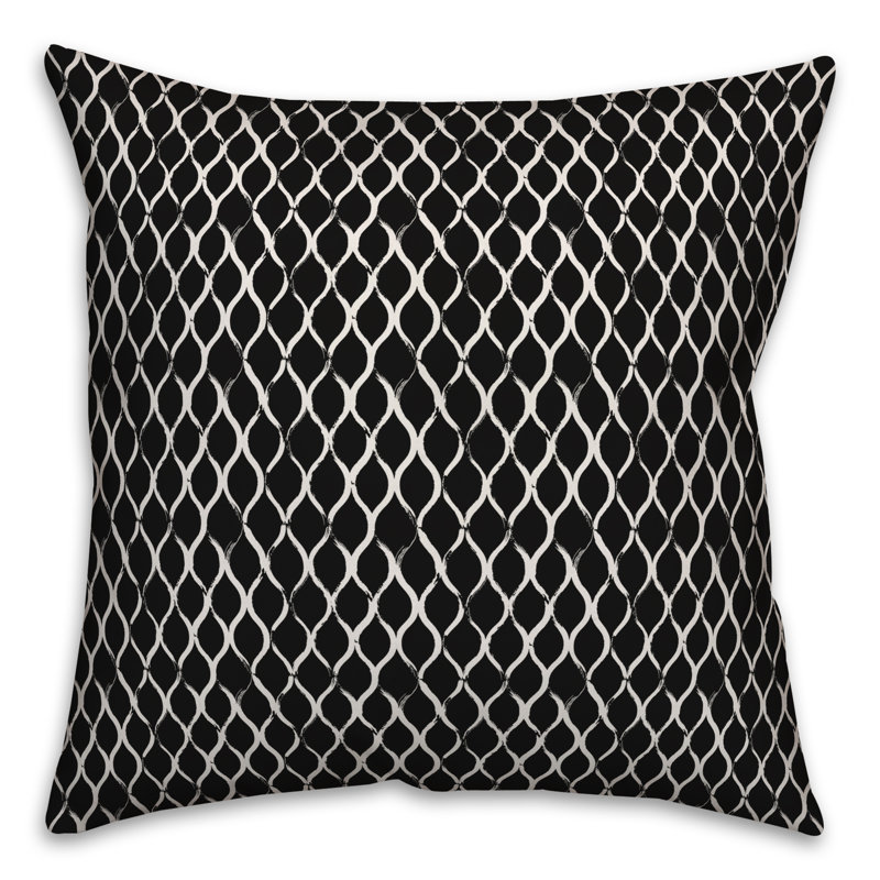 Geometric Throw Pillow, 18" x 18", Black/White