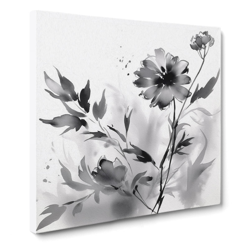 Floral Ink Wash No.2 - Wrapped Canvas - Framed Print