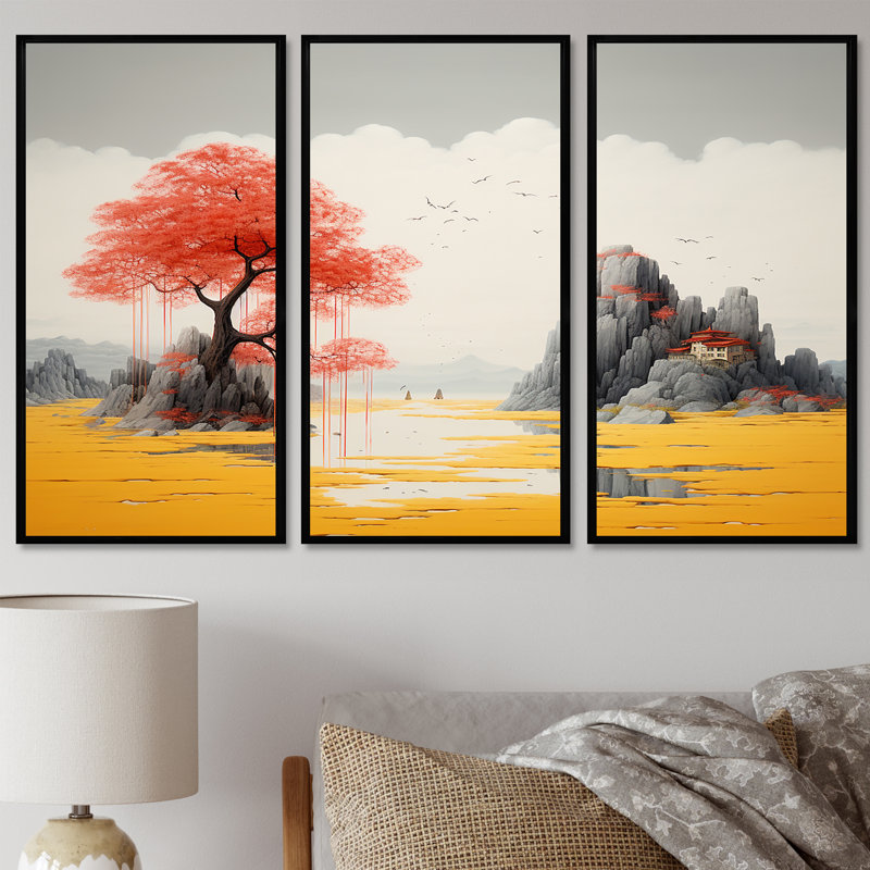 Sheena - Lake House, ensemble d'art mural, Cadre flottant noir, H 40 po x l 60 po x P 1 po