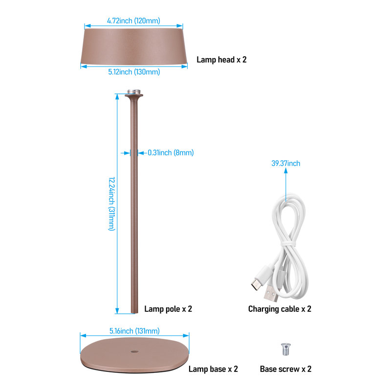 Lampes de table rechargeables de qualité commerciale, lampe de table sans fil à DEL pour restaurant, hôtel, bar à intensité variable