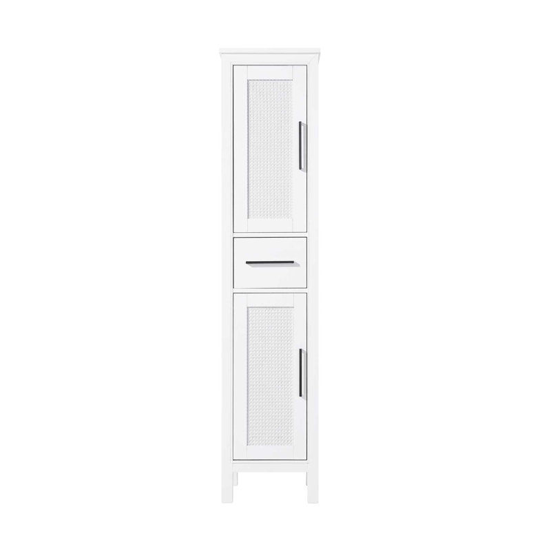 16 Inch Bath Storage Cabinet in White, White, 72" H x 16" W x 72" D