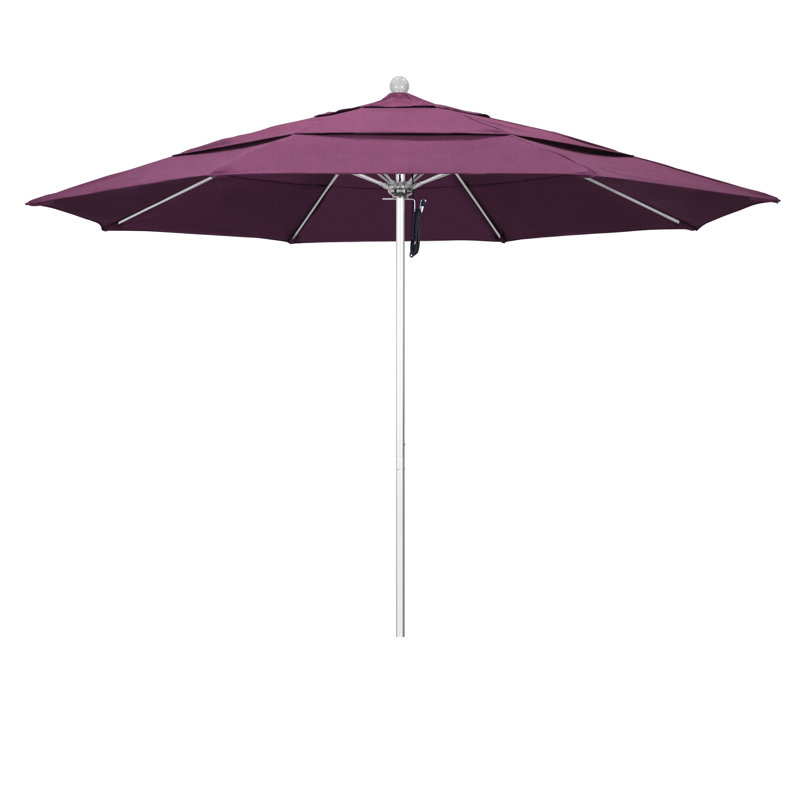 Parasol de marché 11 pi Hibo, Sunbrella® iris, Argent anodisé