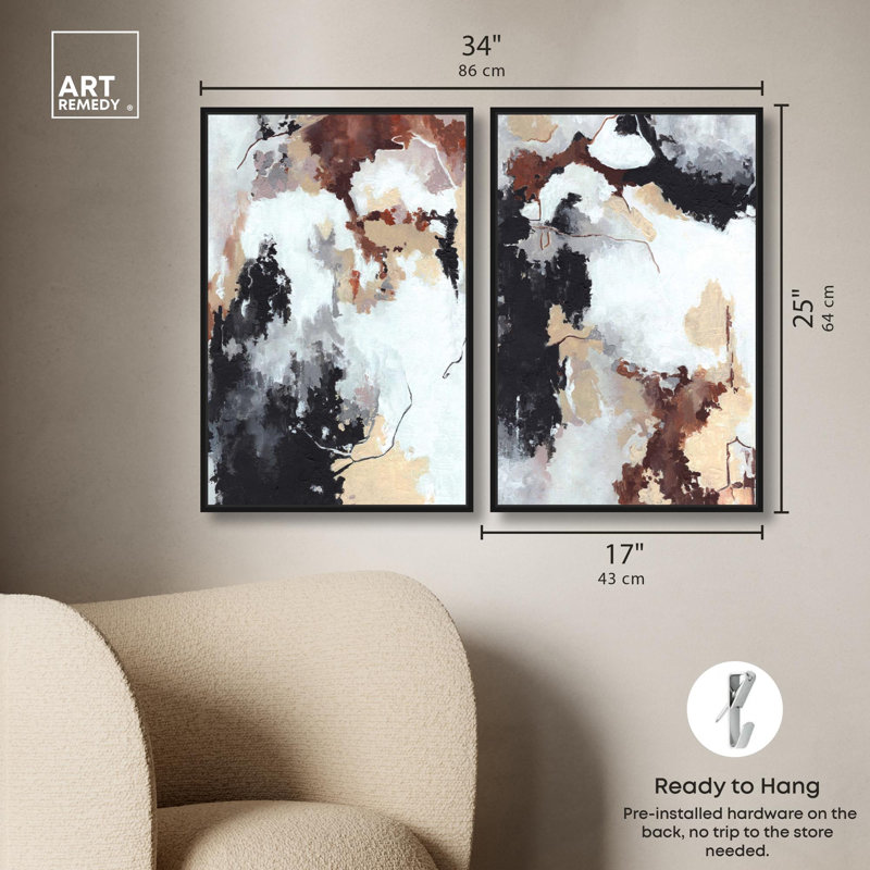 Moments of Serenity Canvas Print Abstract Wall Decor Set by Art Remedy, Black Frame, 10 x 15, H 25 po x l 17 po, Black Frame