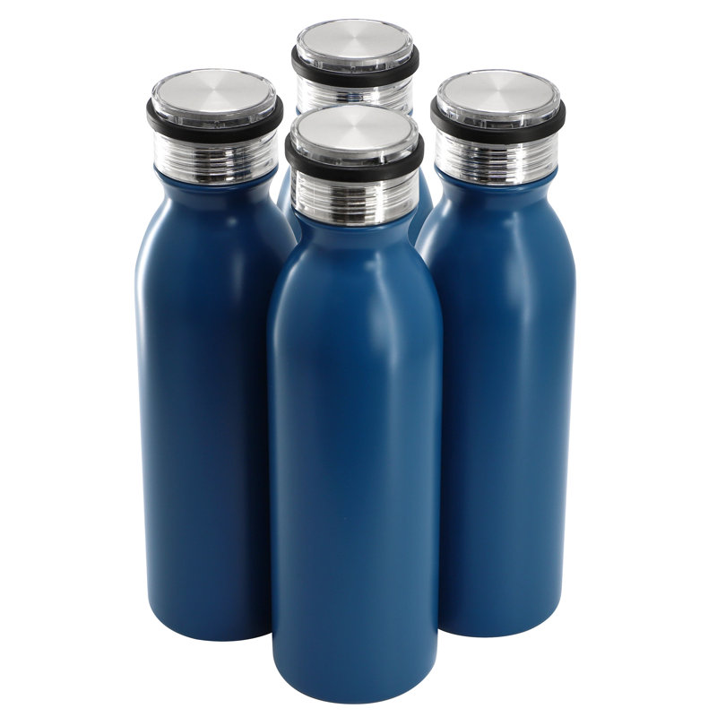 Bouteille thermique 4 pièces 20 onces en acier inoxydable avec couvercle en acrylique bleu mat Marina