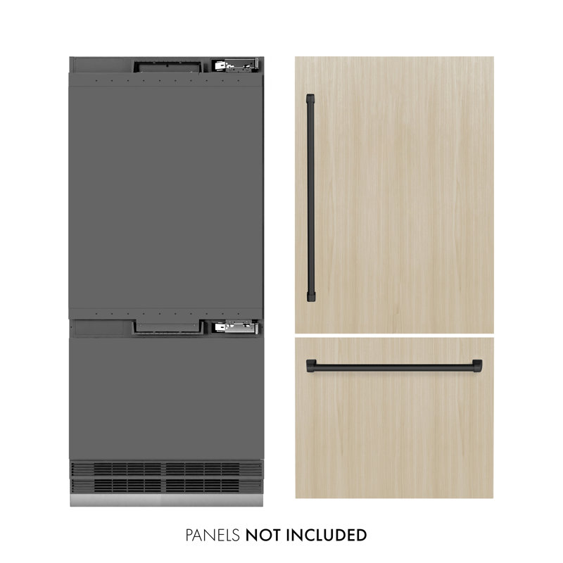 ZLINE Autograph 36 in. Panel Ready Refrigerator w/ Gray Interior and Black Accents, Panel Ready/Graphite Gray/Matte Black