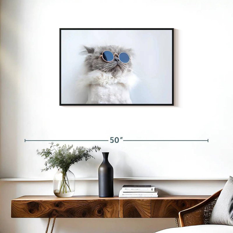 Cool Cat, Floating Frame Black, 31" X 21"