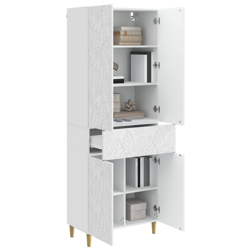 4 -Door 4 Storage Cabinet, High Gloss White