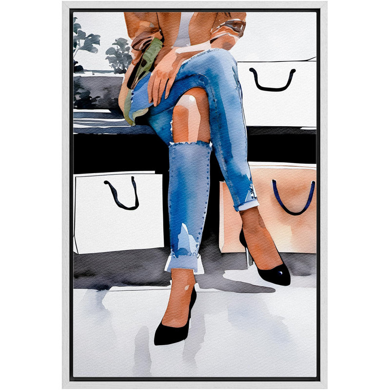 «Modern femme, achat, aquarelle chic, art moderne, mode» sur, Blanc, H 36 po x l 24 po