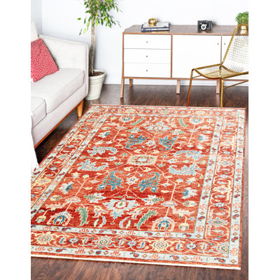 Hand Knotted Bristol Collection Rust Rust Oriental Wool Area Rug - 9' x 12' ft