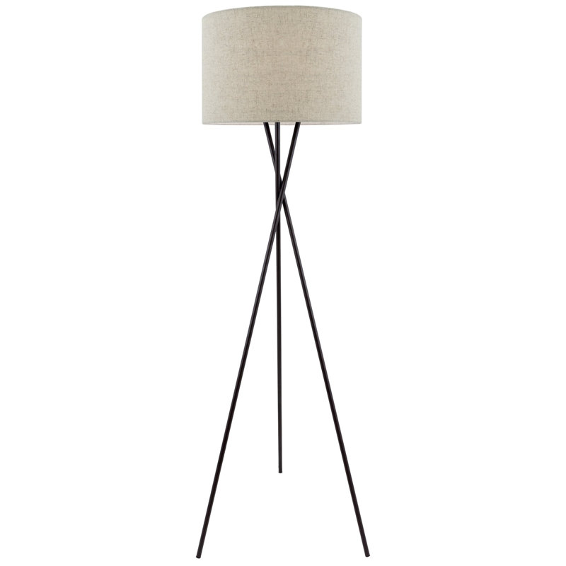 Maelah 60'' Tripod Floor Lamp, Oil Rubbed Bronze, Honey Beige