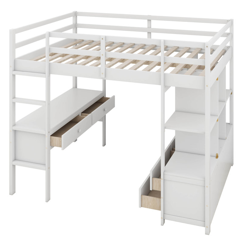 Kids Full Loft Bed, White