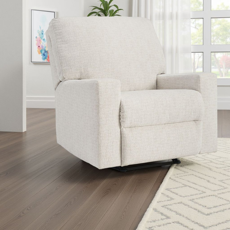 Fauteuil inclinable manuel berçant Anise, tirette, polyester blanc neige