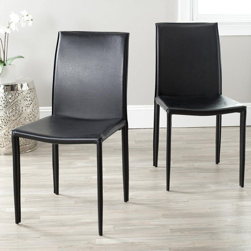 Chaise parsons rembourrée Dous, Noir 2