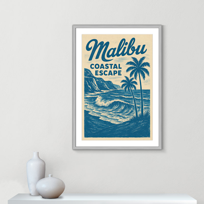 «Malibu Coastal Escape Print» par Julian Cove pour , 25.5'' W x 35.5'' H, Imprimé mat, Argent mat