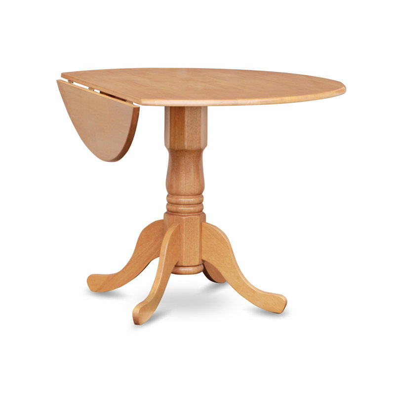 3 Piece Dining Room Furniture Set Contains a Round Kitchen Table with Dropleaf and 2 Dining Chairs, 42x42 Inch, Oak, Oak