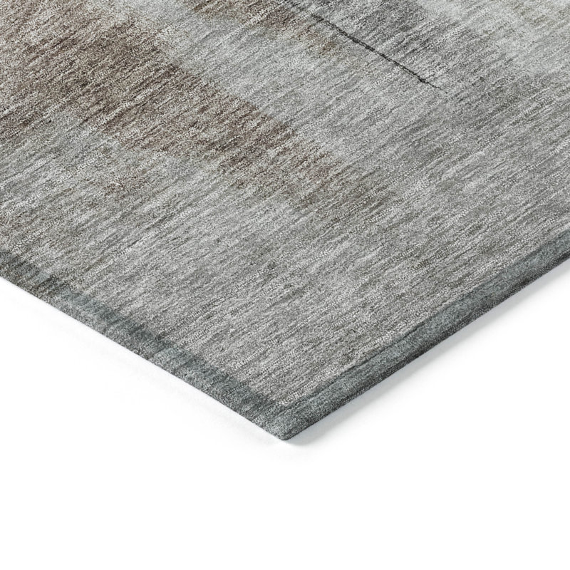 Machine Washable Indoor/Outdoor Chayden ACN1097 Mocha 5' x 7'6" Rug, Rectangle 1'8" x 2'6"