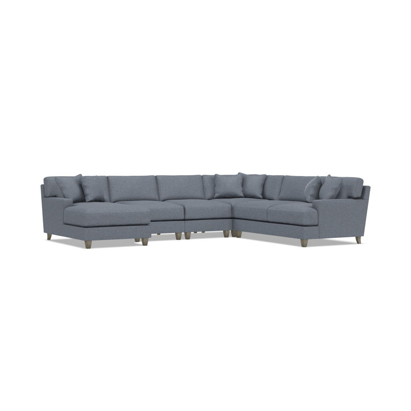 Bernhardt Mila 5-Piece Fabric Sectional, Teal Polyester, 33.5" H x 137" W x 107" D, Left Hand Facing