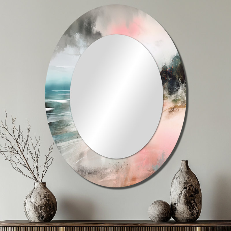 Miroir mural Ocean's Embrace V - Gris, 40 po x 30 po