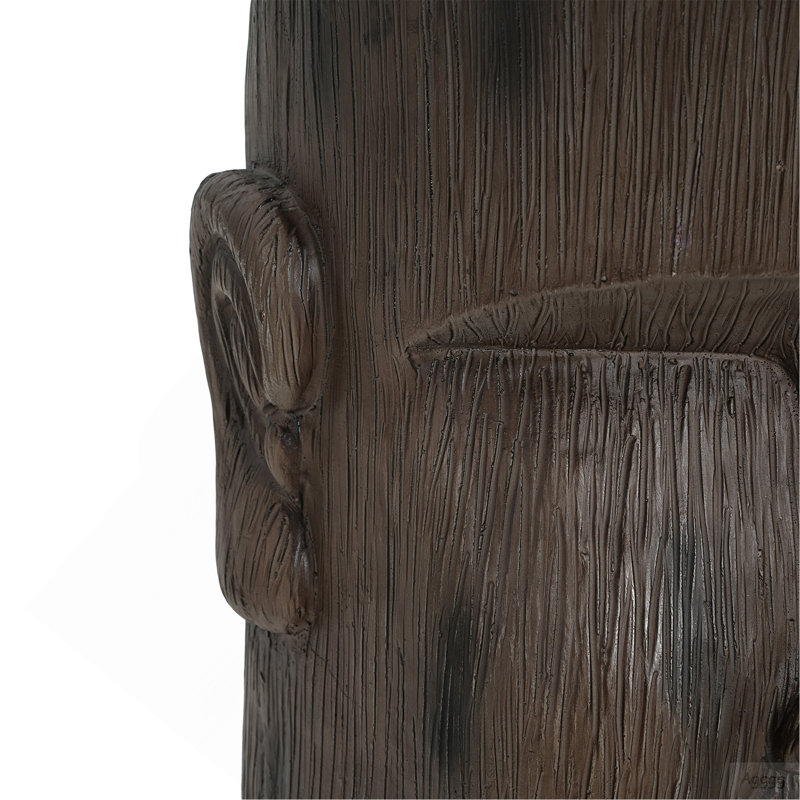 Table d'appoint d'extérieur, tabouret de table de bout à piédestal de statue de l'île de Pâques, pour terrasse de patio