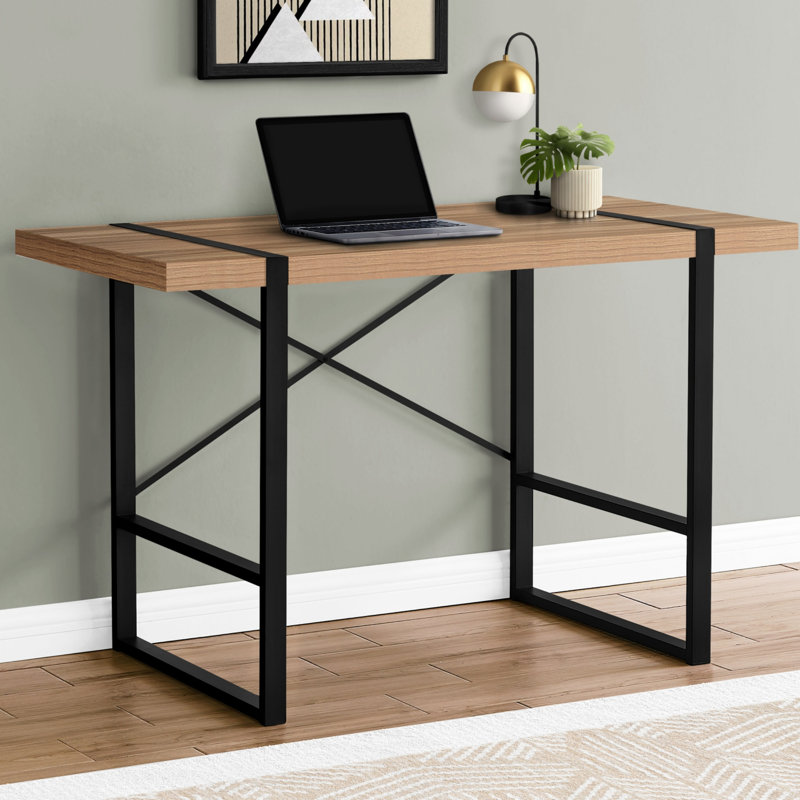 Rectangular Writing Desk, Computer Desk, Office Desk With Metal Base, Brown