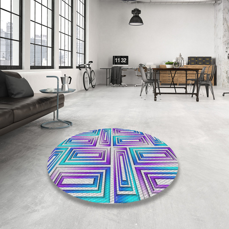 Geometric Indoor Rug, Round 4'