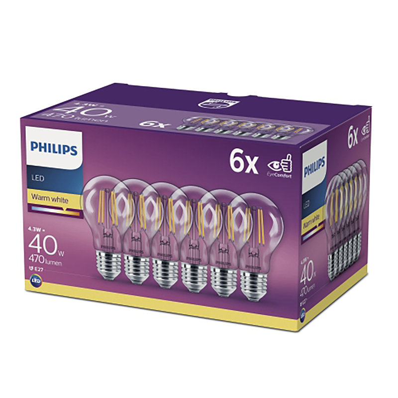 Philips LED Clear E27 Edison Screw 40W Warm White
