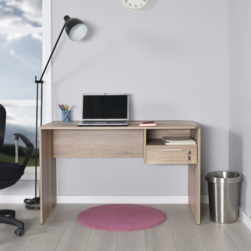 Modern Study Desk with Numerous Shelves, 47.2 x 29.5 x 23.6 inches | 100% Melamine Coated Particle Board, Wall-Mountable | Additional Storage, Stylish & Functional Design for Home Office