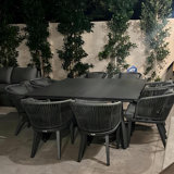 Maneesha 9 Pieces Patio Dining Sets All-weather Wicker Patio Furniture With Large Size Square Table Seating Sets For Garden Backyard Deck Outdoor Dining Sets With Cushions And Pillows