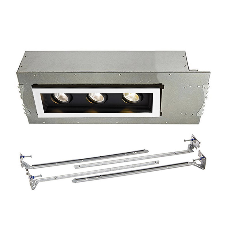 Mini Multiple 3-Light New Construction Housing 3.5" LED Recessed Lighting Kit, 25°, 2700K