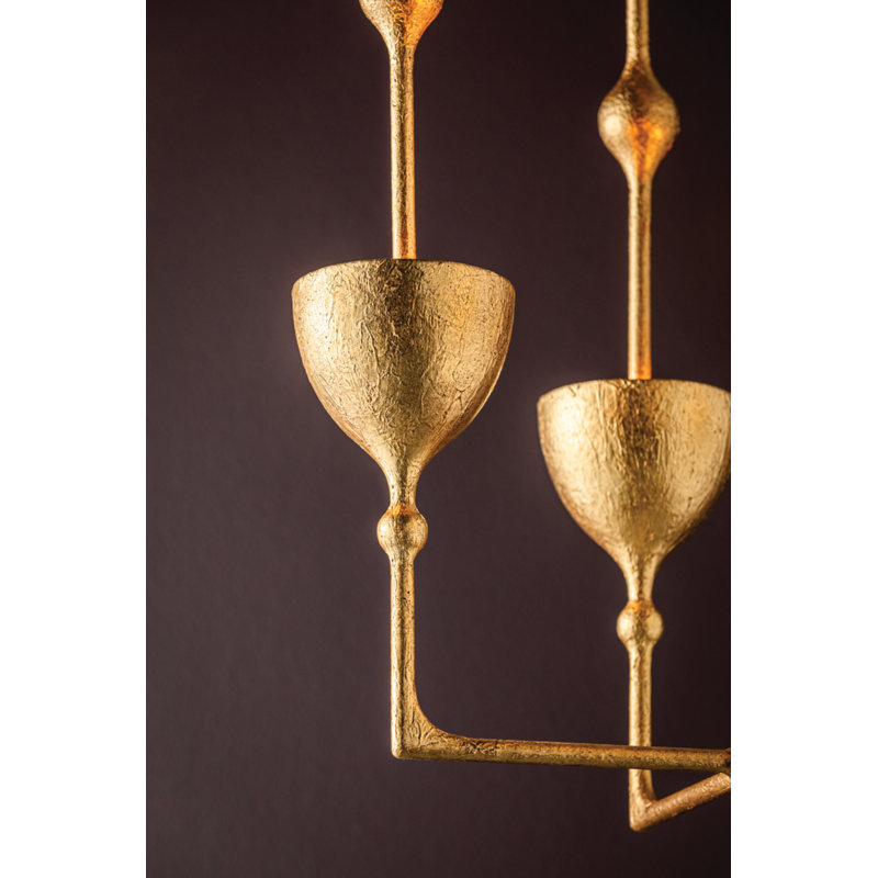Lanterne 4 lumières Antalya, Feuille d'or rétro, H 30,25 po x l 22 po x P 22 po