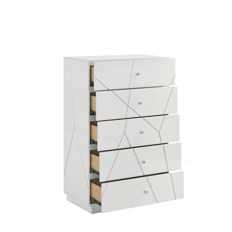 Manhattan Chest – Lacquer Finish With Geometric Design And Spacious Drawers For Modern Storage