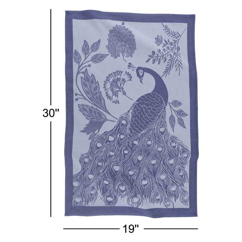Anali Set Of 2 Jacquard Kitchen Towels, 19" X 30" - Peacock