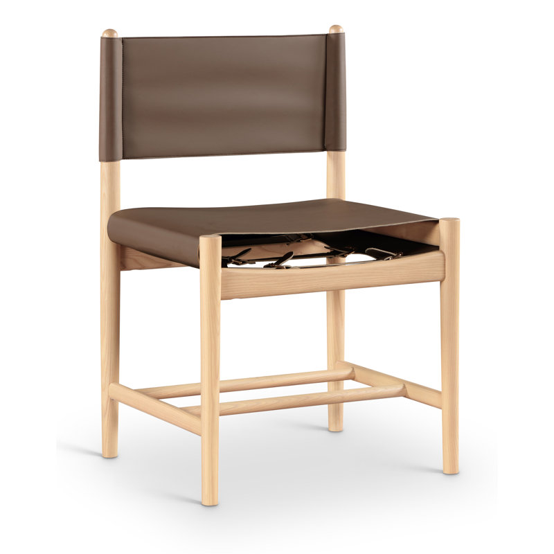 Chaise rembourrée en cuir Rawlins, Cuir brun végétalien, Naturel