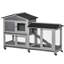 Rabbit Hutch Bunny Cage Outdoor 2-Tier with Wheels & Tray Grey
