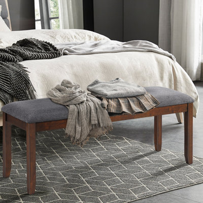 Set Of 2 Bench Seat Upholstered Dining Bench With Wood Legs For Bedroom/living Room/entryway