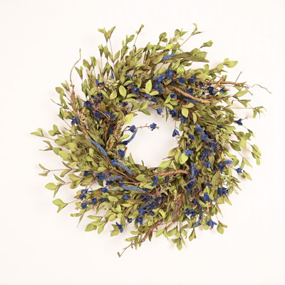 26" Large Artificial Farmhouse Twig Greenery Foliage Berry Blossom Cluster Wildflower Wreath for Front Door
