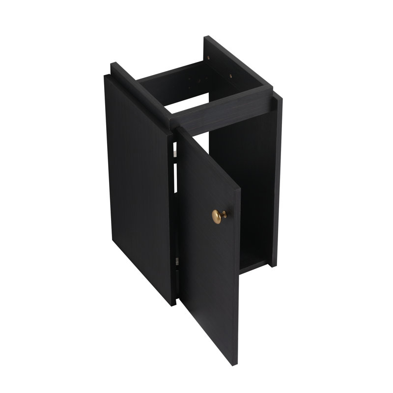 Meuble-lavabo mural 12 po avec lavabo pour petits espaces en châtaignier noir