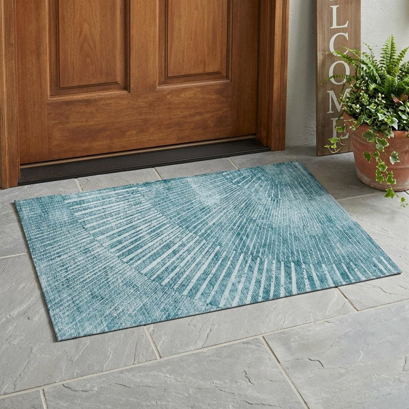Tapis extérieur lavable antidérapant 2 pi x 3 pi bleu sarcelle