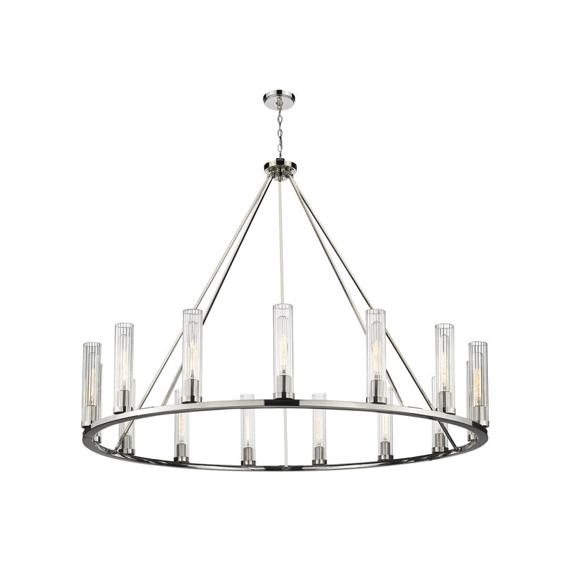 Lustre classique à 15 lumières de style bougie Lustreann, Nickel poli