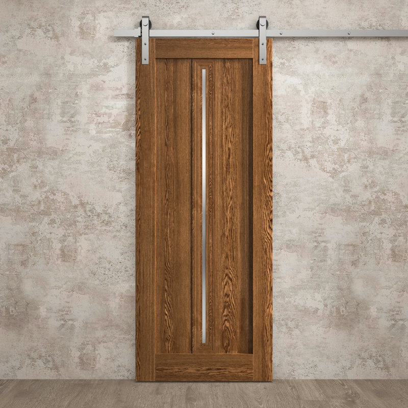 Porte de grange moderne | Ego 5014 | Ensemble de quincaillerie lourde Silver Rail Track | Portes intérieures solides